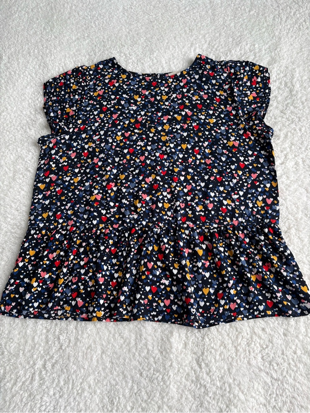 Loft Heart Tulip Sleeve Peplum Top - Size Medium